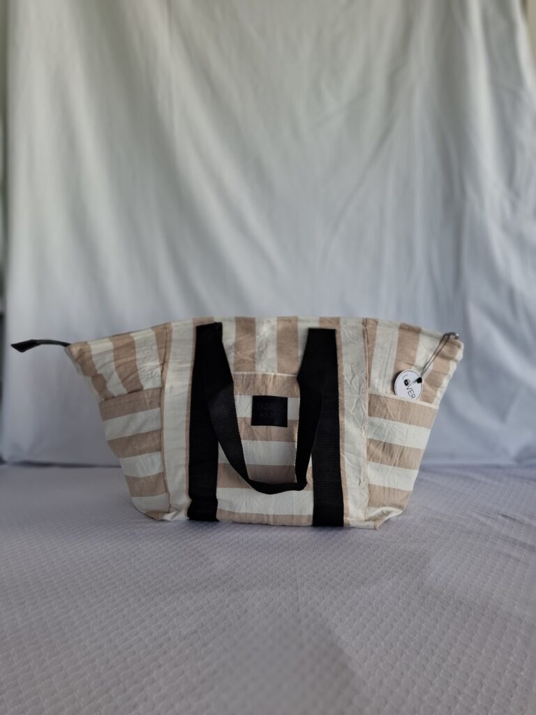 BOLSO TAHITI DE LONA RAYADA CON CIERRE (D002)
